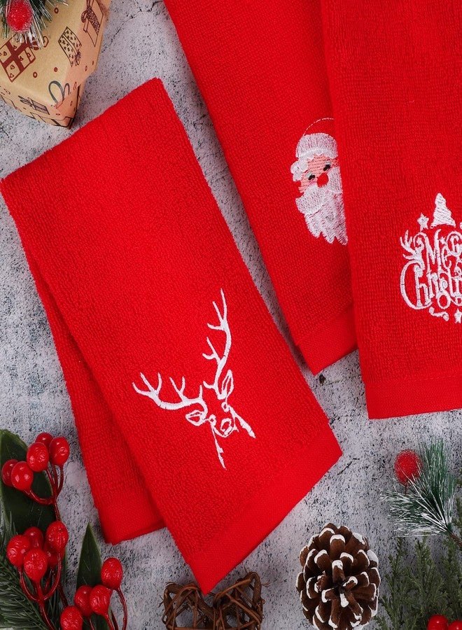 MCEAST 3 Pack Christmas Hand Towels Pure Cotton Towels Christmas Decorative Dish Towels Set for Kitchen Bathroom Home,12 x 18 Inches - Image 4